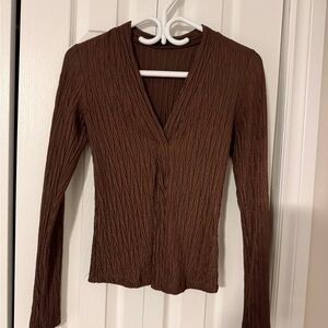 Dynamite Brown V-Neck Blouse